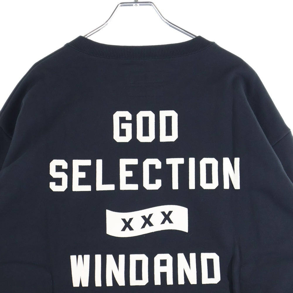 WIND AND SEA(ウィンダンシー) 21AW ×GOD SELECTION WDS CREWNECK ゴッドセレクション ロゴ エンブロイダリー クルーネック スウェット トレーナー ブラック WDS-XXX-21A-09