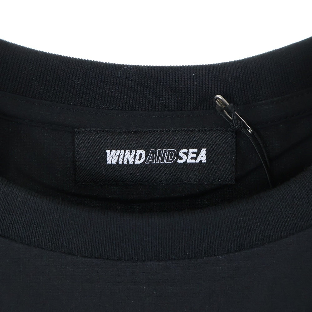 WIND AND SEA(ウィンダンシー) MILITARY T-SHIRT ロゴプリント ミリタリー クルーネック 半袖Tシャツ カットソー ブラック WDS-CS-353