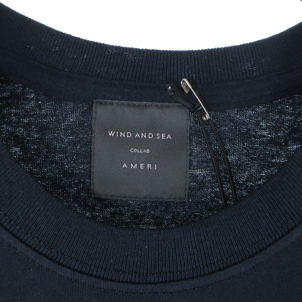 WIND AND SEA(ウィンダンシー) ×AMERI S/S T-SHIRT アメリ ロゴ刺繍 クルーネック 半袖Tシャツ カットソー ネイビー WDS-AMR-04