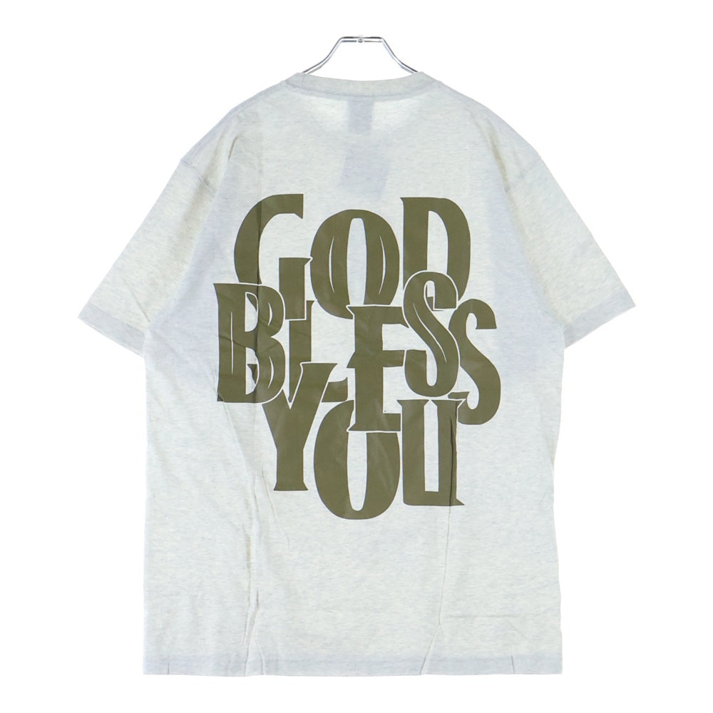 EXAMPLE(エグザンプル) GOD BLESS YOU グッド ブレイス ユー プリント クルーネック 半袖Tシャツ カットソー グレー