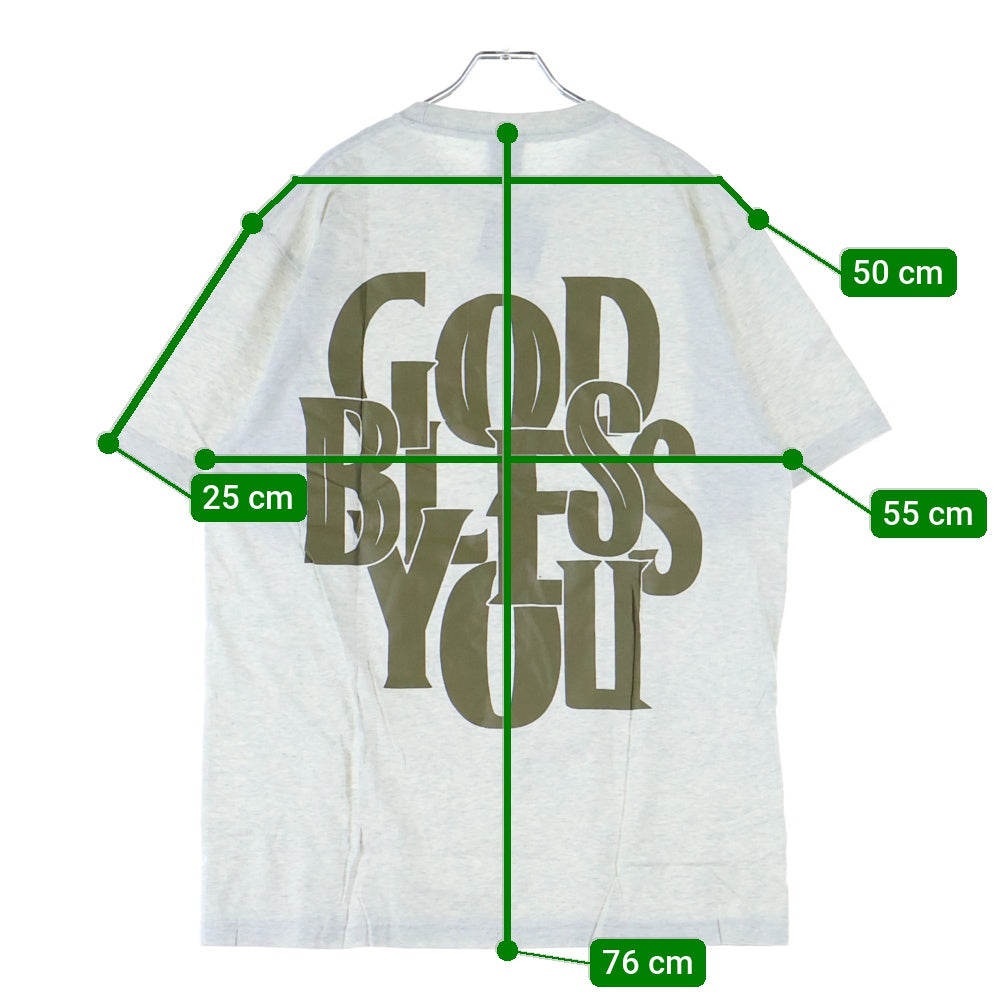 EXAMPLE(エグザンプル) GOD BLESS YOU グッド ブレイス ユー プリント クルーネック 半袖Tシャツ カットソー グレー