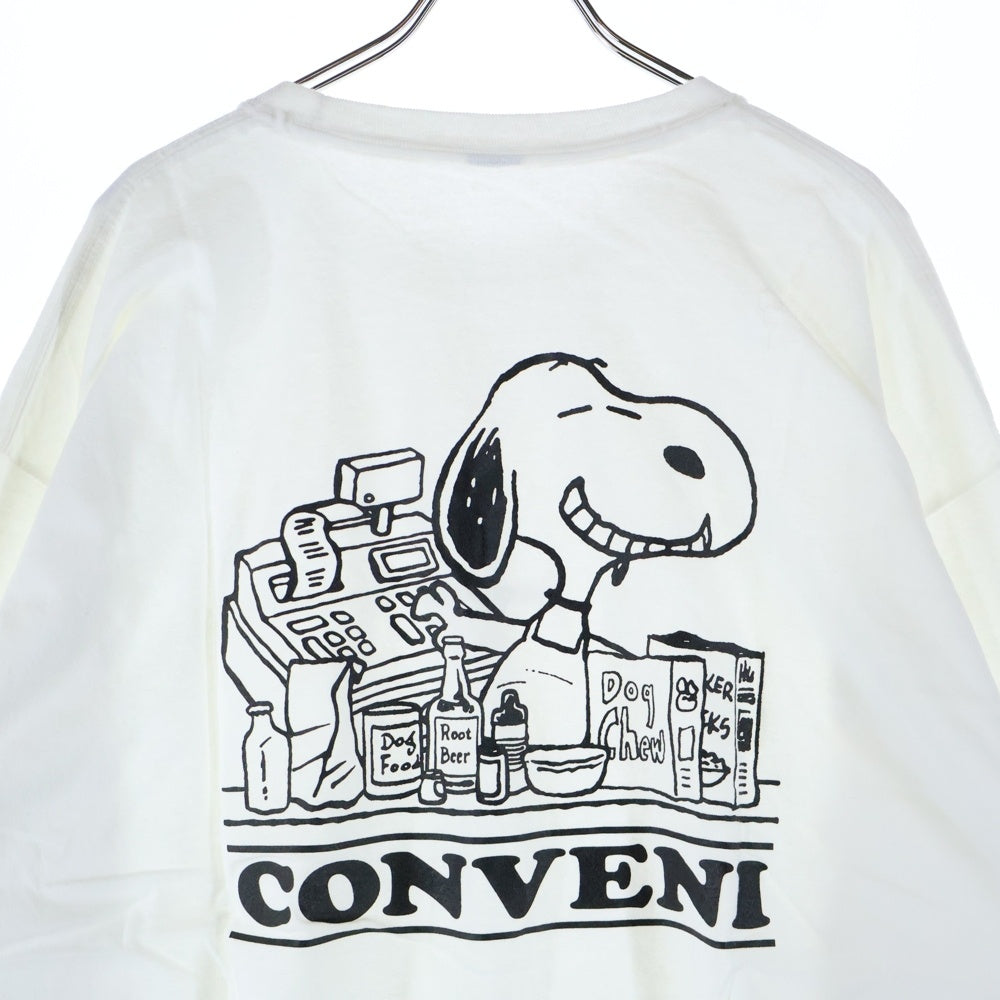 THE CONVENI(ザコンビニ) PEANUTS LS TEE ピーナッツ フロントロゴ ロングスリーブ 長袖Tシャツ カットソー ホワイト PUM-20100-C