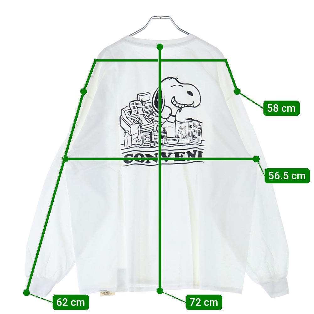 THE CONVENI(ザコンビニ) PEANUTS LS TEE ピーナッツ フロントロゴ ロングスリーブ 長袖Tシャツ カットソー ホワイト PUM-20100-C