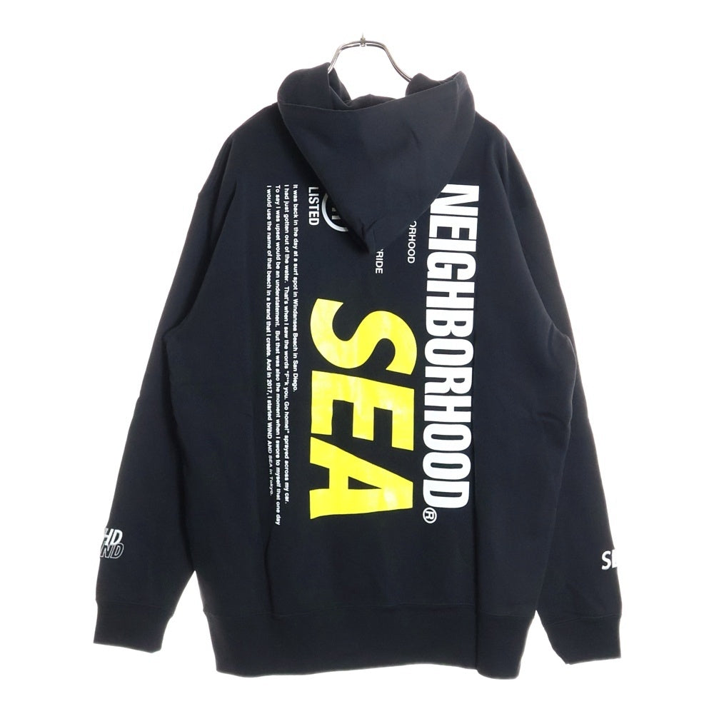 NEIGHBORHOOD(ネイバーフッド) ×WIND AND SEA C-HOODED LS ネイバーフッド Cフーデッド ロゴ プリント プルオーバー スウェット パーカー ブラック 201ELWSN-CSMO1S
