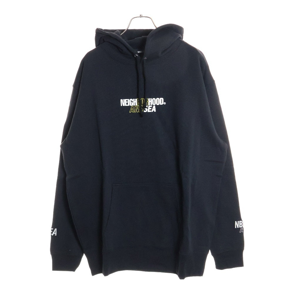 NEIGHBORHOOD(ネイバーフッド) ×WIND AND SEA C-HOODED LS ネイバーフッド Cフーデッド ロゴ プリント プルオーバー スウェット パーカー ブラック 201ELWSN-CSMO1S