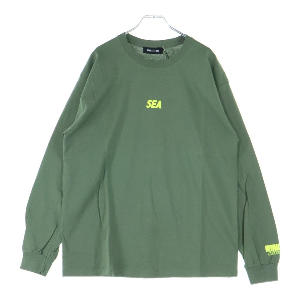WIND AND SEA(ウィンダンシー) SEA C-SMALL L/S T-SHIRT スモール センター ロゴ プリント ロングスリーブ 長袖Tシャツ カットソー グリーン WDS-CS-187