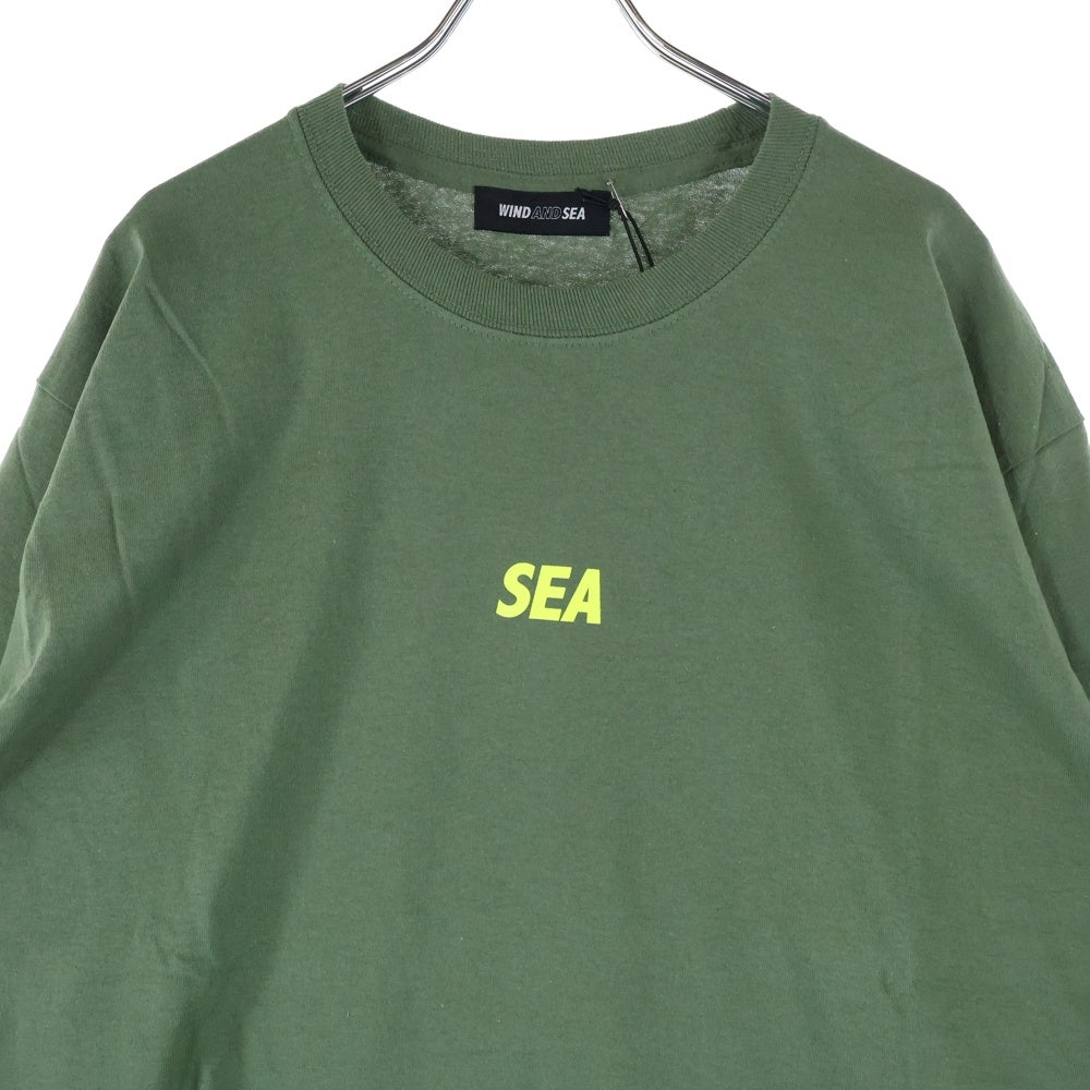 WIND AND SEA(ウィンダンシー) SEA C-SMALL L/S T-SHIRT スモール センター ロゴ プリント ロングスリーブ 長袖Tシャツ カットソー グリーン WDS-CS-187
