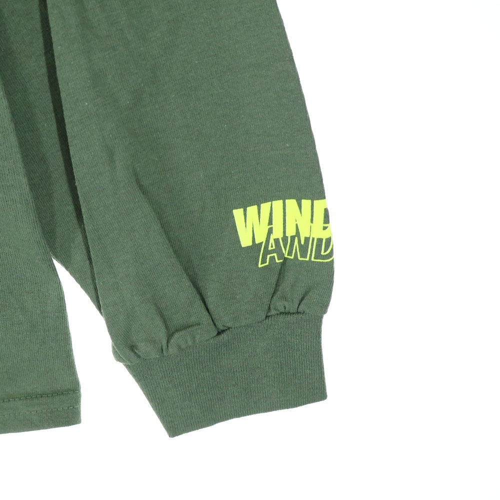 WIND AND SEA(ウィンダンシー) SEA C-SMALL L/S T-SHIRT スモール センター ロゴ プリント ロングスリーブ 長袖Tシャツ カットソー グリーン WDS-CS-187