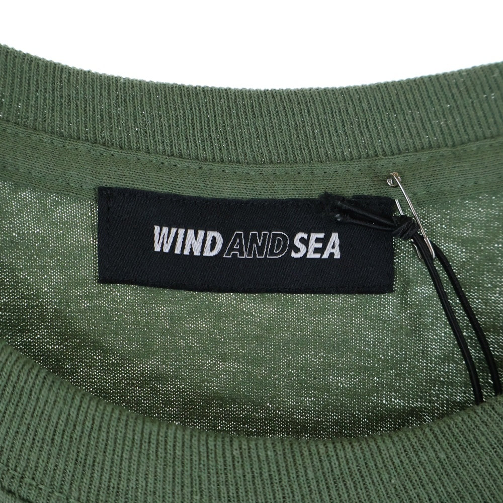 WIND AND SEA(ウィンダンシー) SEA C-SMALL L/S T-SHIRT スモール センター ロゴ プリント ロングスリーブ 長袖Tシャツ カットソー グリーン WDS-CS-187