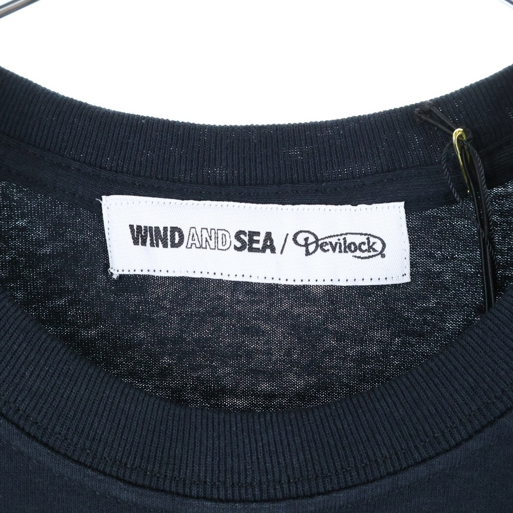 WIND AND SEA(ウィンダンシー) ×Devilock Wing T-SHIRT デビロック ウィング ロゴプリント クルーネック 半袖Tシャツ カットソー ブラック WDS-DVLK-03