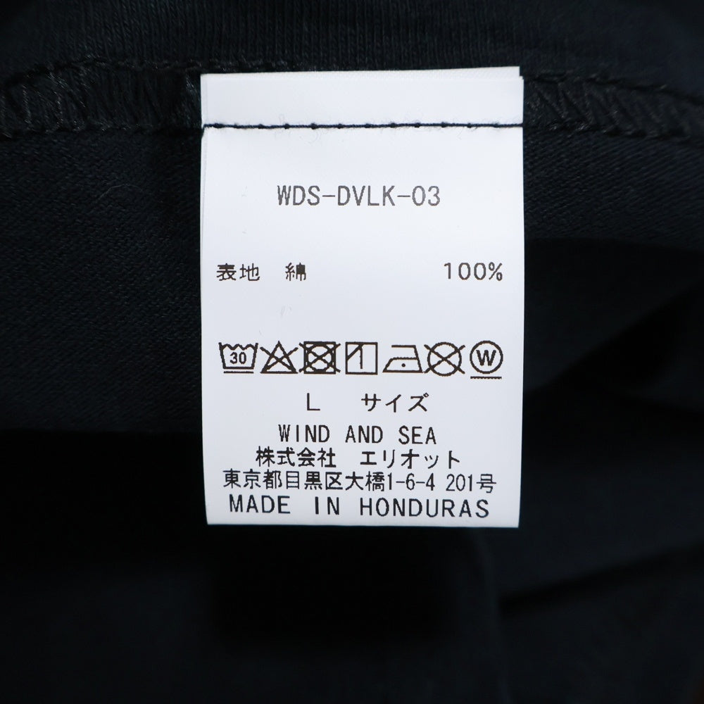 WIND AND SEA(ウィンダンシー) ×Devilock Wing T-SHIRT デビロック ウィング ロゴプリント クルーネック 半袖Tシャツ カットソー ブラック WDS-DVLK-03