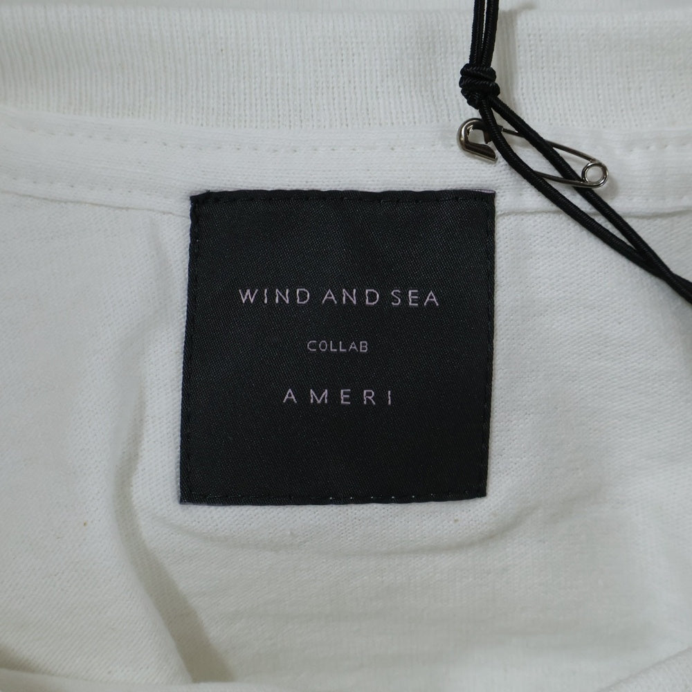 WIND AND SEA(ウィンダンシー) ×AMERI WDS S/S T-SHIRT アメリ ロゴエンブロイダリー クルーネック ロングスリーブ 半袖Tシャツ カットソー ホワイト WDS-AMR-04