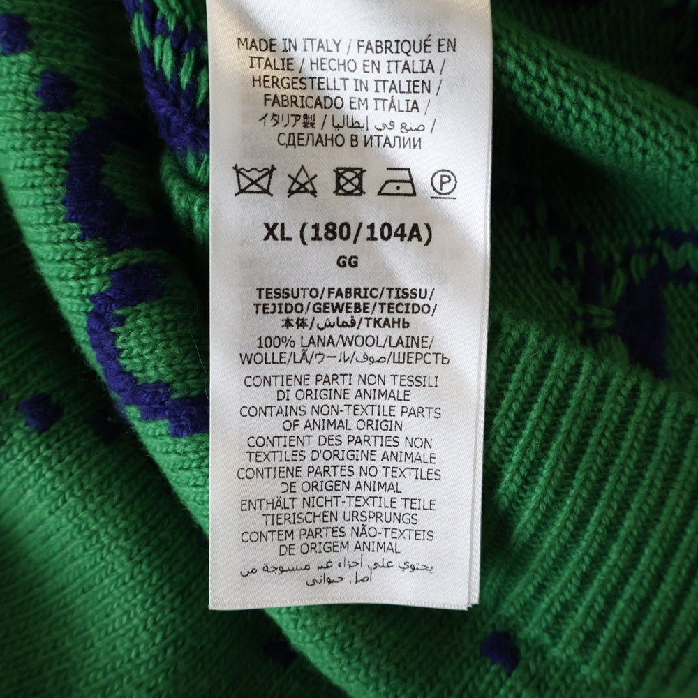 GUCCI(グッチ) 22SS GG ロゴ インターシャ ウール ニット カーディガン グリーン 674043 XKB3V