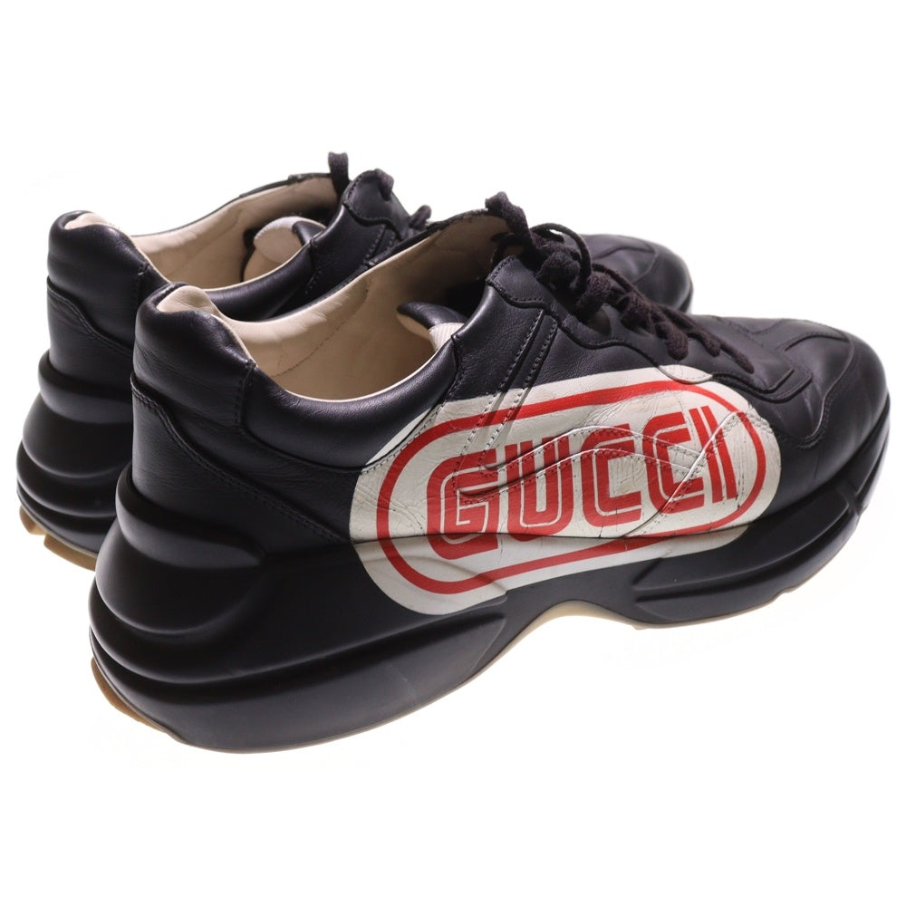 GUCCI(グッチ) Rhyton sneaker Black Print グッチ ライトン レザーローカットスニーカー ブラック 523609