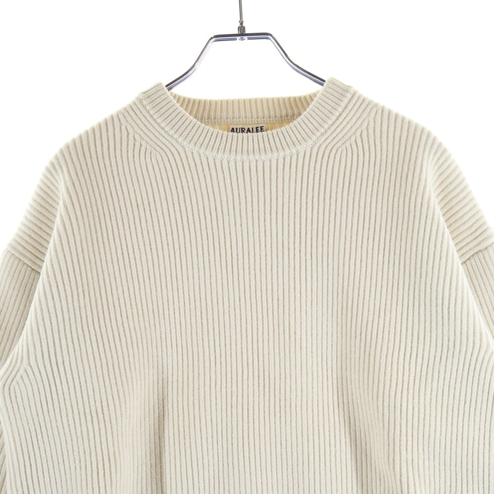 AURALEE(オーラリー) 17AW SUPER FINE WOOL RIB KNIT BIG P/O スーパーファインウール ビッグ プルオーバー リブニット セーター アイボリー A7APO2RK