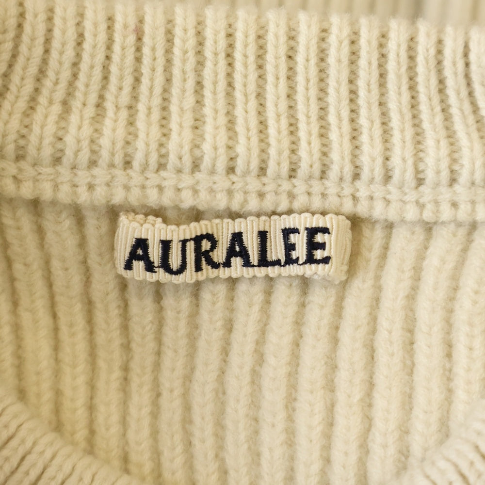 AURALEE(オーラリー) 17AW SUPER FINE WOOL RIB KNIT BIG P/O スーパーファインウール ビッグ プルオーバー リブニット セーター アイボリー A7APO2RK