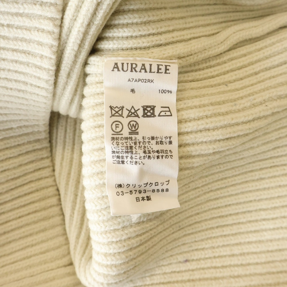 AURALEE(オーラリー) 17AW SUPER FINE WOOL RIB KNIT BIG P/O スーパーファインウール ビッグ プルオーバー リブニット セーター アイボリー A7APO2RK