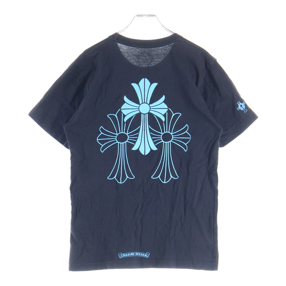 CHROME HEARTS(クロムハーツ) 3 BULU CROSS TEE トリプルブルークロス 両面プリント クルーネック カットソー 半袖Tシャツ ブラック