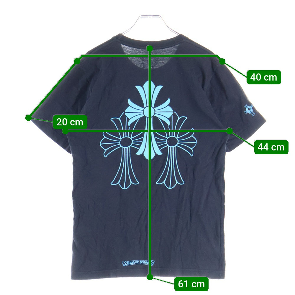 CHROME HEARTS(クロムハーツ) 3 BULU CROSS TEE トリプルブルークロス 両面プリント クルーネック カットソー 半袖Tシャツ ブラック