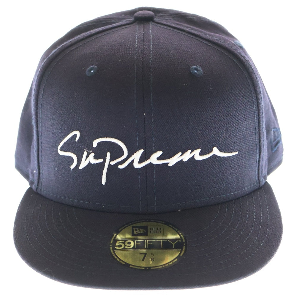 SUPREME(シュプリーム) 18AW ×NEW ERA 59FIFTY Classic Script ニューエラ クラシックスクリプト キャップ 帽子 ネイビー