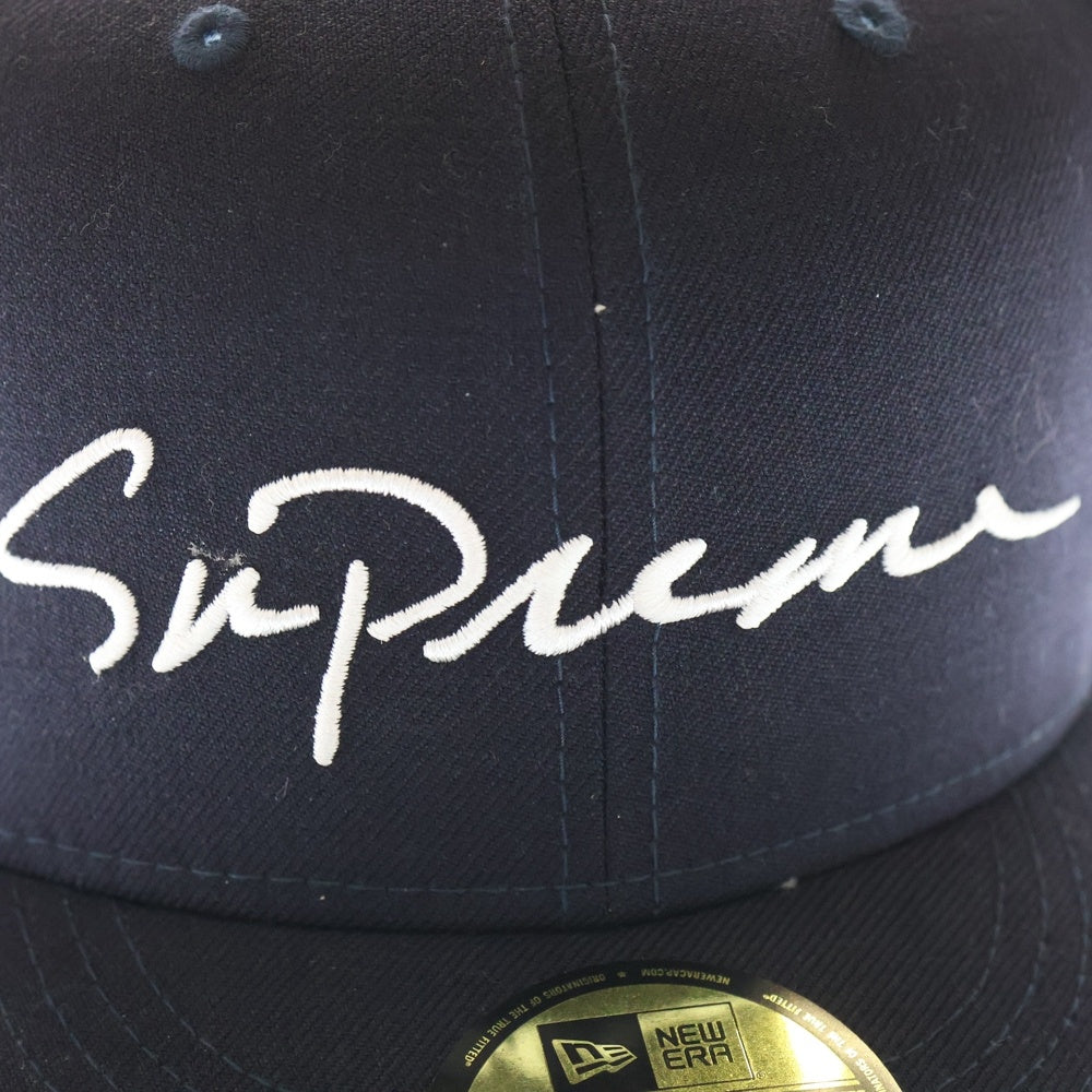 SUPREME(シュプリーム) 18AW ×NEW ERA 59FIFTY Classic Script ニューエラ クラシックスクリプト キャップ 帽子 ネイビー