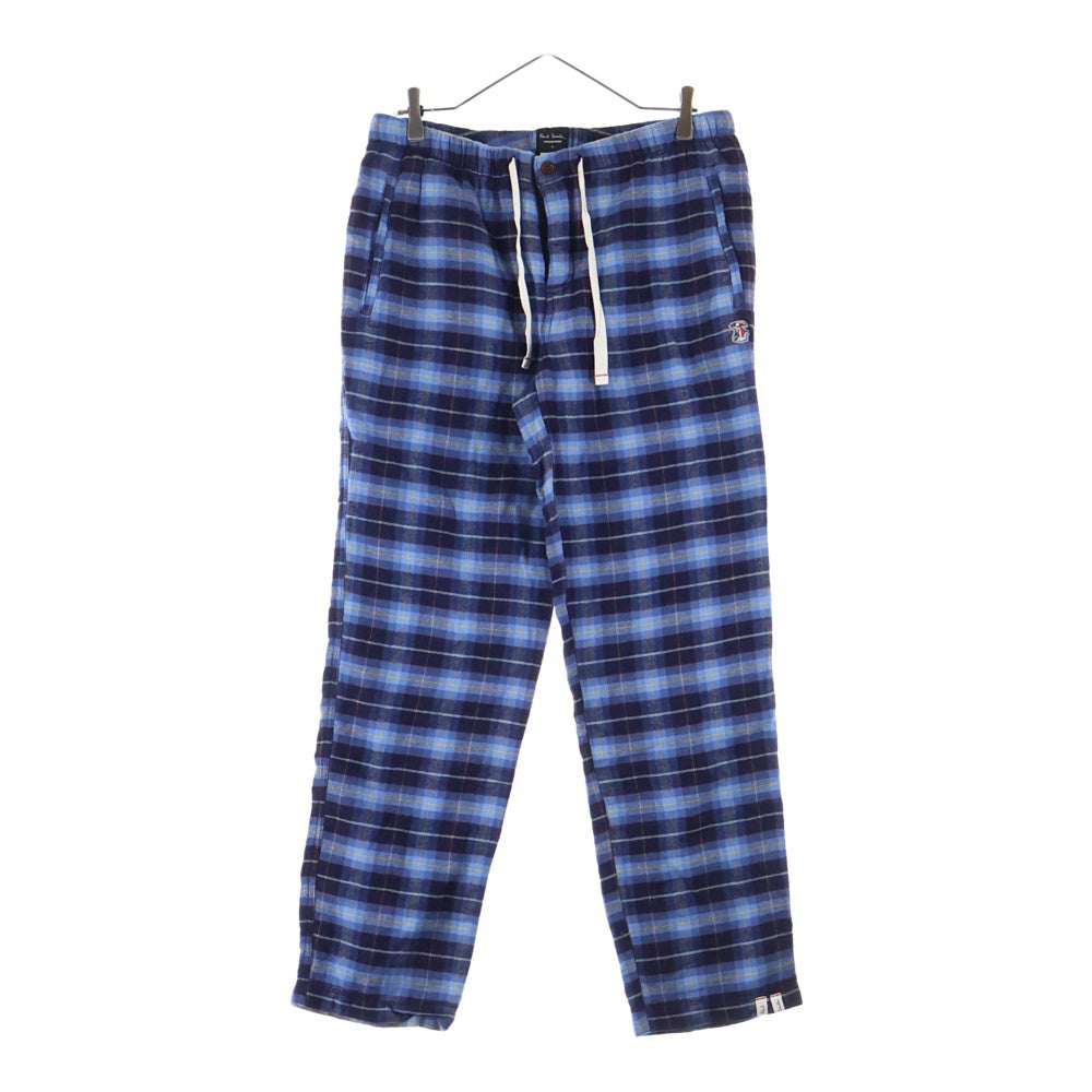 Paul Smith(ポールスミス) フランネルチェック ドローストリング ストレートパンツ ブルー 30-7734