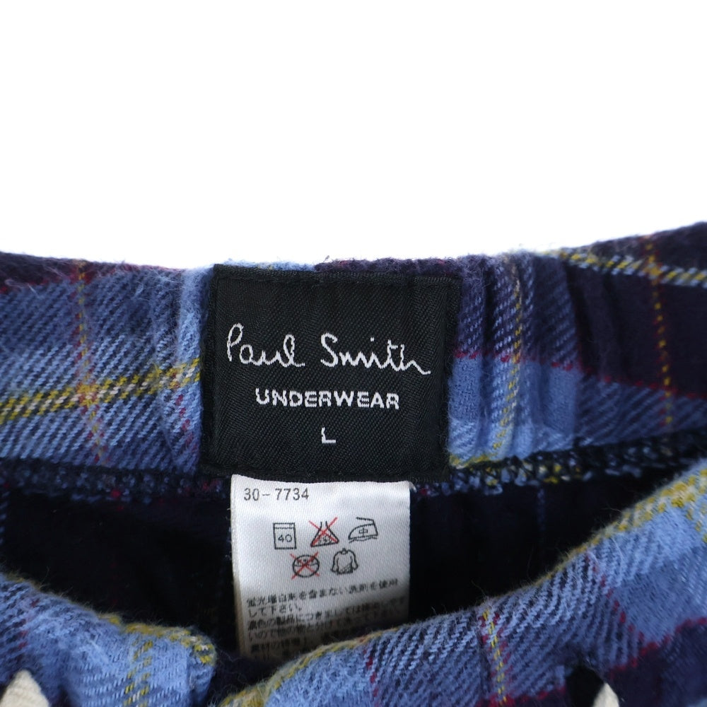 Paul Smith(ポールスミス) フランネルチェック ドローストリング ストレートパンツ ブルー 30-7734