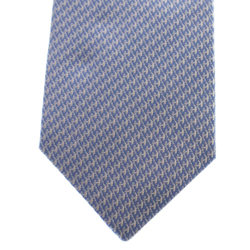 HERMES(エルメス) CRAVATE SOIE LOURDE フランス製 総柄 シルク ネクタイ ブルー