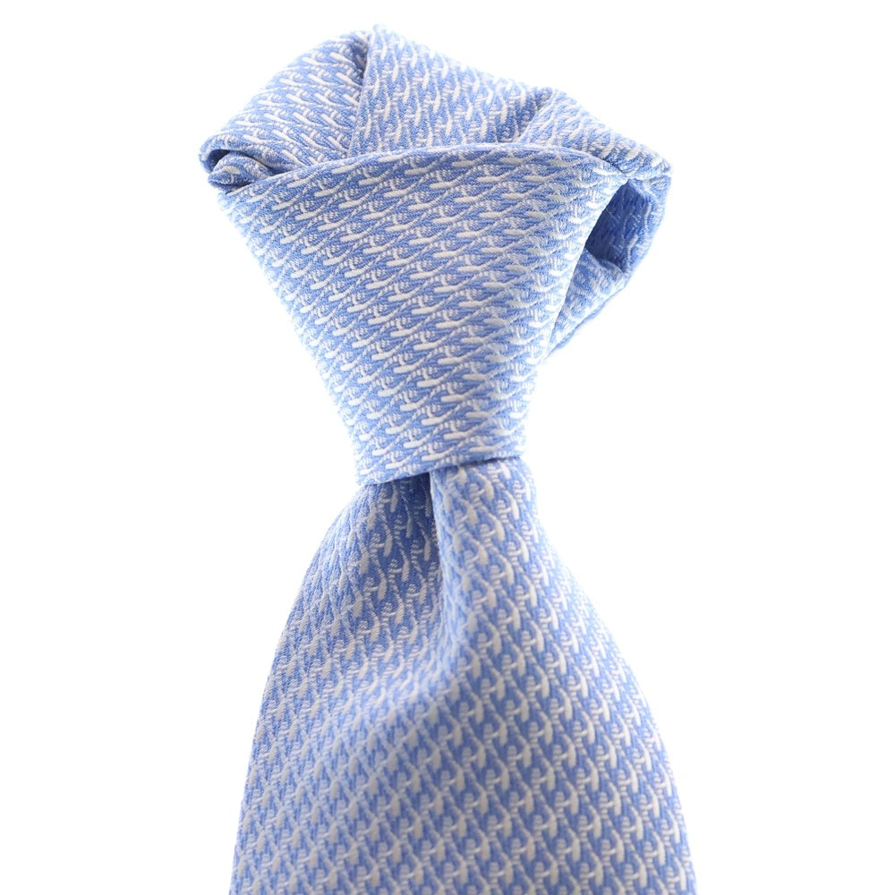 HERMES(エルメス) CRAVATE SOIE LOURDE フランス製 総柄 シルク ネクタイ ブルー