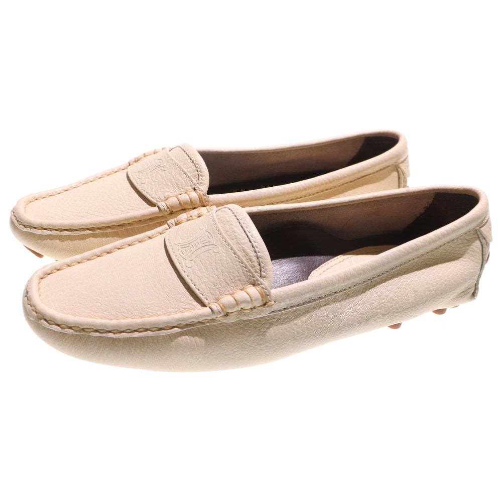 CELINE(セリーヌ) トリオンフ ドライビングシューズ レザー ペニーローファー レディース アイボリー