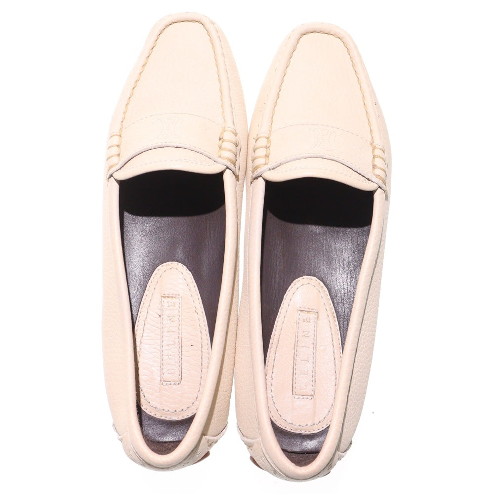 CELINE(セリーヌ) トリオンフ ドライビングシューズ レザー ペニーローファー レディース アイボリー