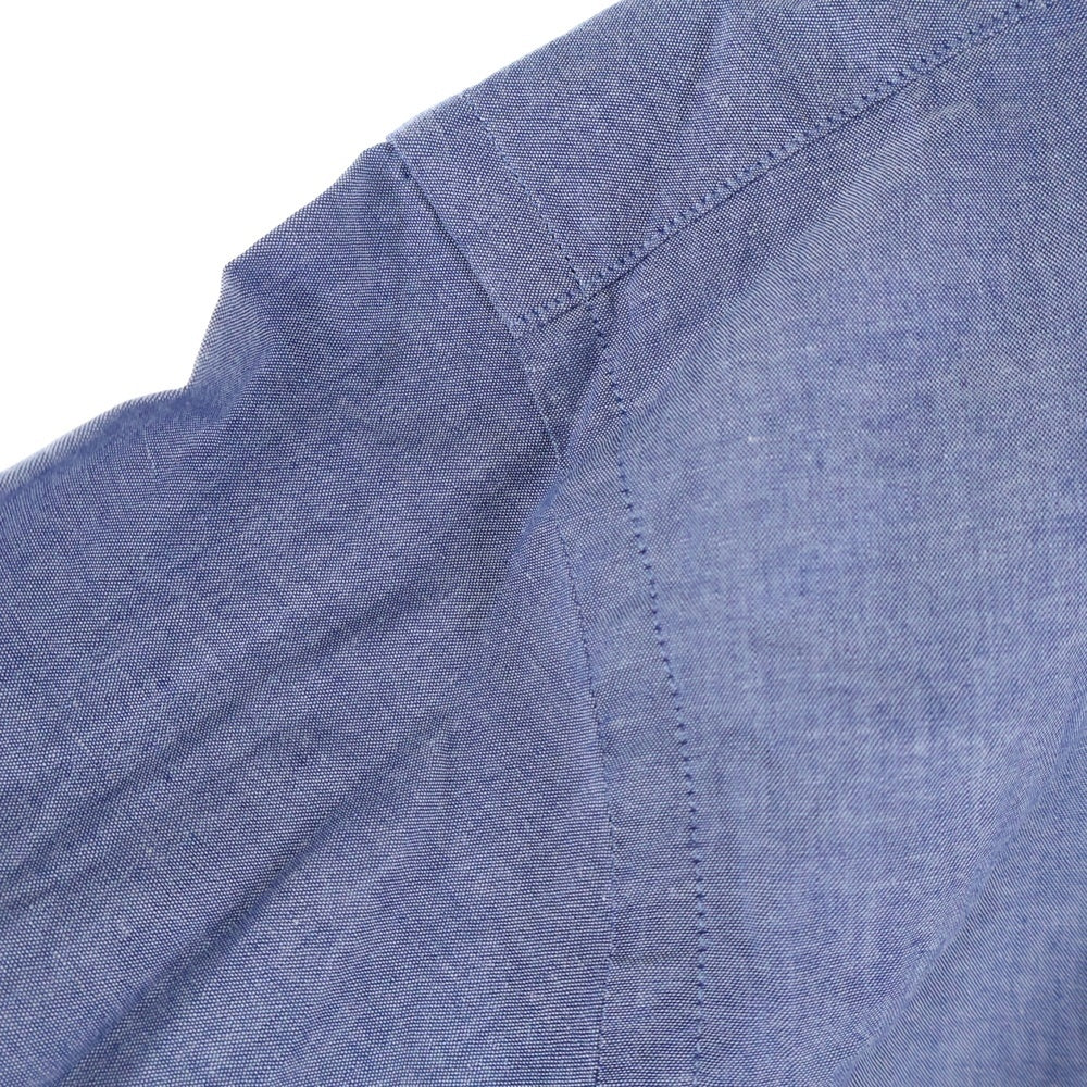 BURBERRY BLACK LABEL(バーバリー ブラックレーベル) 胸ロゴデザイン 比翼仕立て ラウンドカラー 長袖シャツ ブルー D1M53-353-25