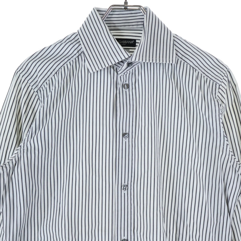 DOLCE & GABBANA(ドルチェアンドガッバーナ) 8B レギュラーカラー ストライプ柄 長袖シャツ ブラック/ホワイト