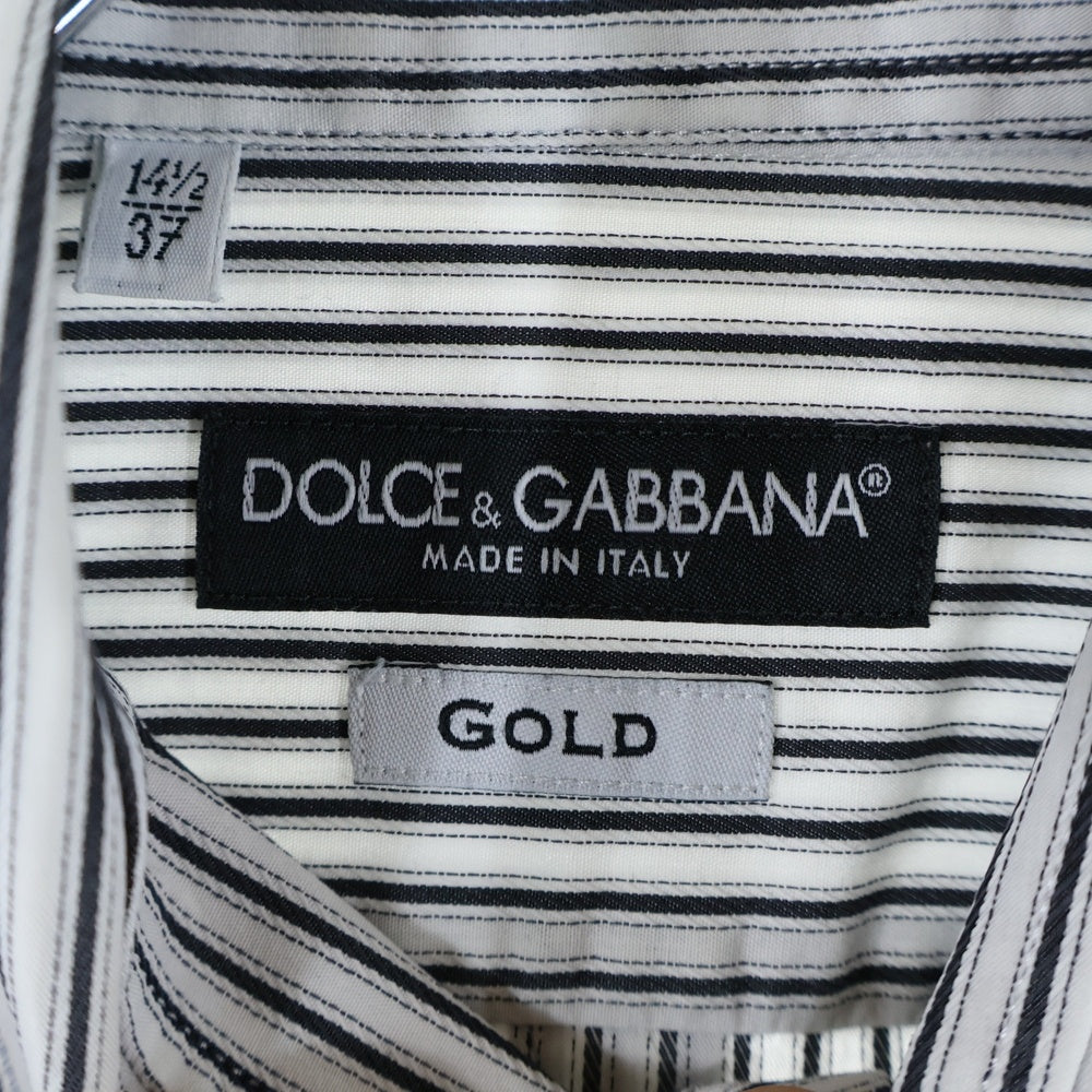 DOLCE & GABBANA(ドルチェアンドガッバーナ) 8B レギュラーカラー ストライプ柄 長袖シャツ ブラック/ホワイト