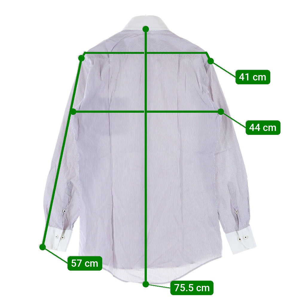 BURBERRY BLACK LABEL(バーバリー ブラックレーベル) 胸エンブロイダリーデザイン 7B ストライプ柄 長袖シャツ パープル D1L08-308-36