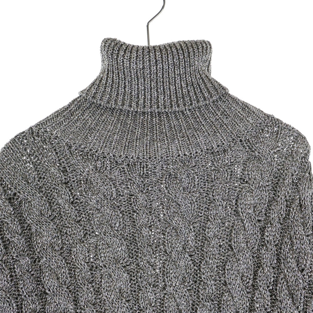 BALENCIAGA(バレンシアガ) LAME DESTROYED TURTLENECK KNIT ラメ デストロイ ダメージ加工 タートルネック ニット セーター シルバー 646700 T6174