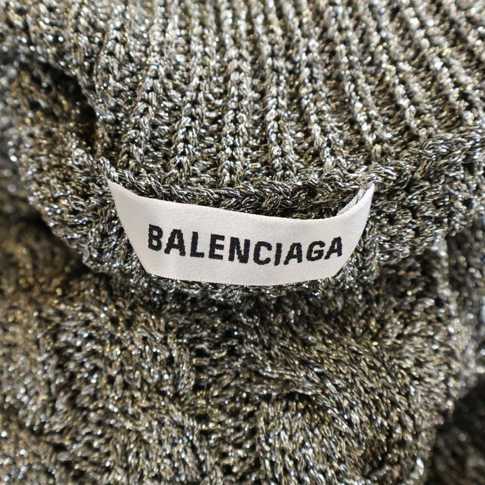 BALENCIAGA(バレンシアガ) LAME DESTROYED TURTLENECK KNIT ラメ デストロイ ダメージ加工 タートルネック ニット セーター シルバー 646700 T6174