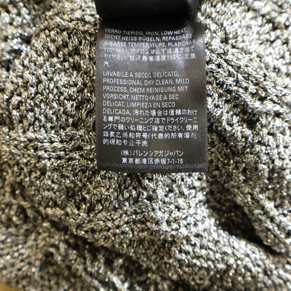 BALENCIAGA(バレンシアガ) LAME DESTROYED TURTLENECK KNIT ラメ デストロイ ダメージ加工 タートルネック ニット セーター シルバー 646700 T6174