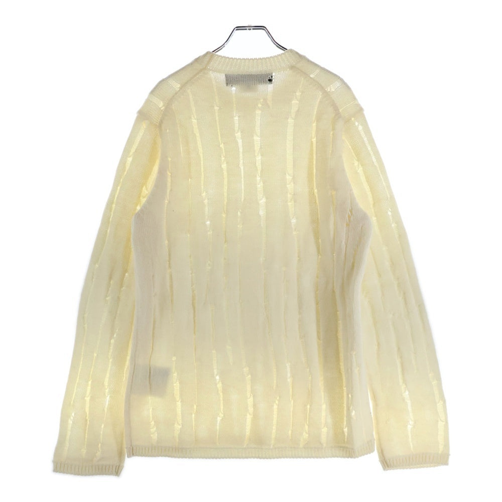 COMME des GARCONS HOMME PLUS(コムデギャルソンオムプリュス) 18AW AD2018 ダメージ加工 モックネック ニット セーター ホワイト PB-N028