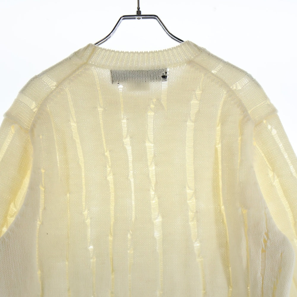 COMME des GARCONS HOMME PLUS(コムデギャルソンオムプリュス) 18AW AD2018 ダメージ加工 モックネック ニット セーター ホワイト PB-N028