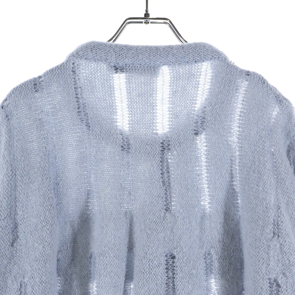 KIKO KOSTADINOV(キココスタディノフ) 23SS 5B メッシュデザイン ラウンドカラー ニット カーディガン スカイブルー 00142023