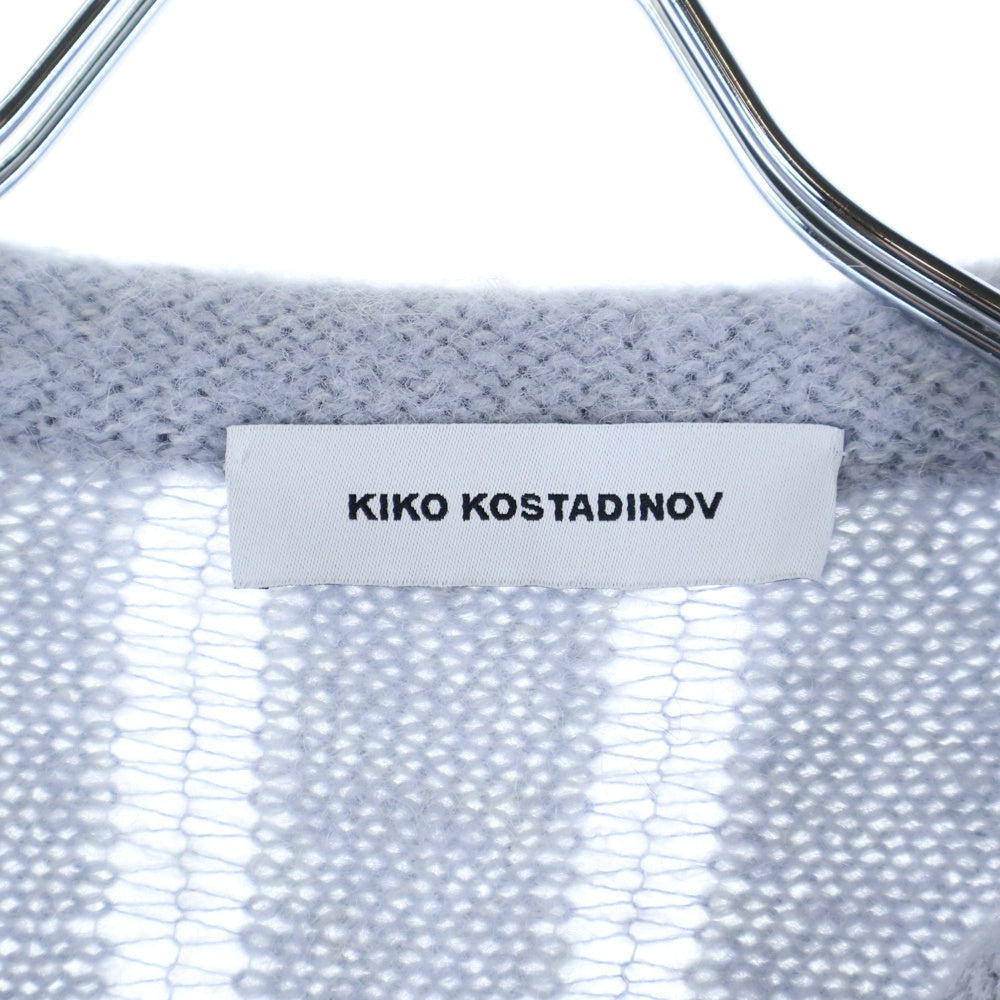 KIKO KOSTADINOV(キココスタディノフ) 23SS 5B メッシュデザイン ラウンドカラー ニット カーディガン スカイブルー 00142023
