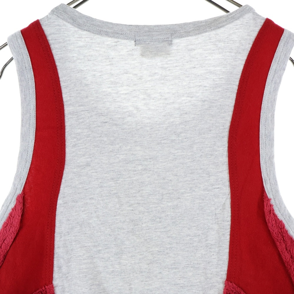 COMME des GARCONS HOMME PLUS(コムデギャルソンオムプリュス) 18SS AD2017 スパンコールデザイン サイドレース タンクトップ グレー/レッド PA-T018