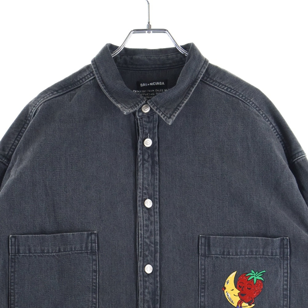 BALENCIAGA(バレンシアガ) 22AW ×SKY HIGH FARM WORKWEAR LAMB DENIMU SHIRT デニム長袖シャツ ブラック 557358 TDW02
