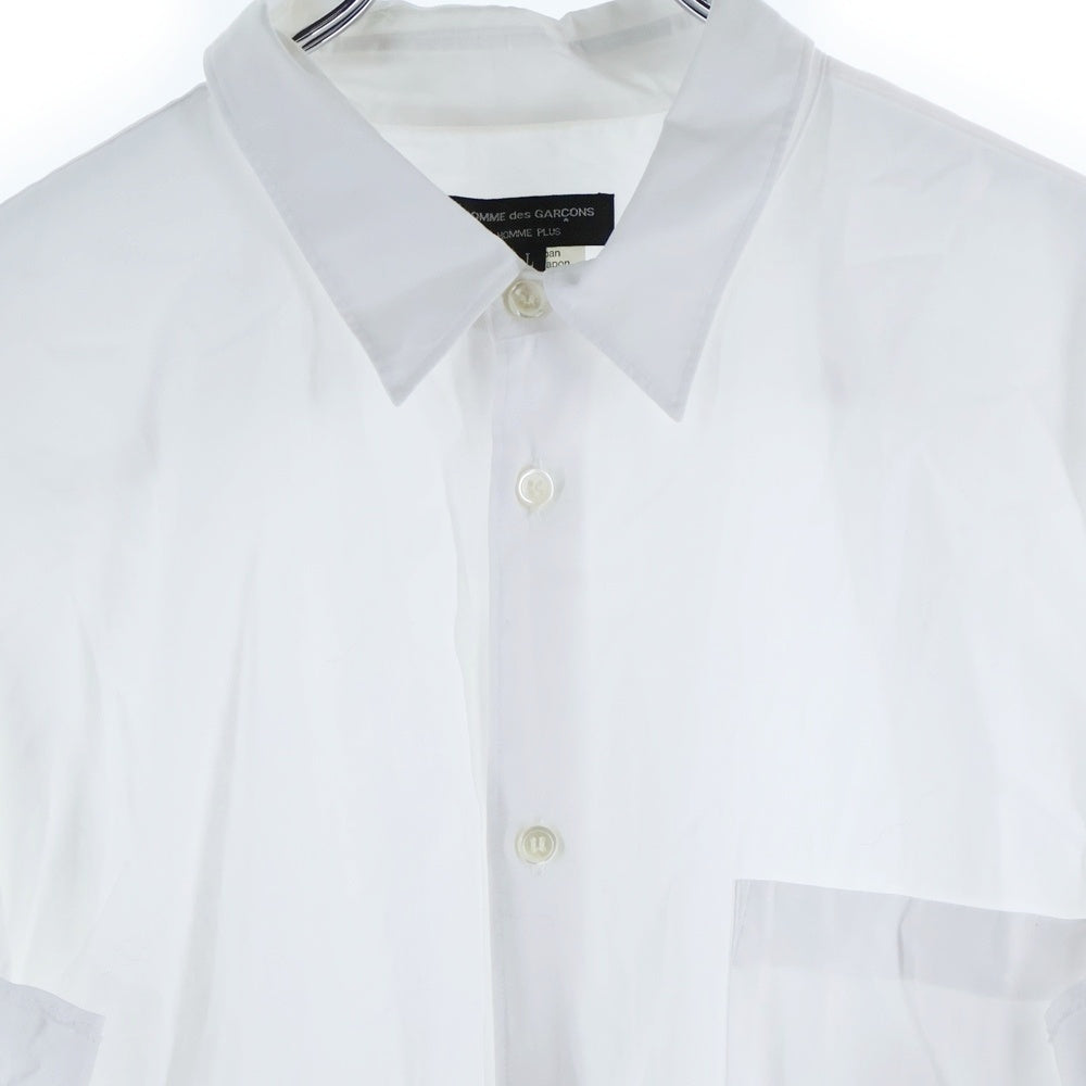 COMME des GARCONS HOMME PLUS(コムデギャルソンオムプリュス) 18AW AD2018 サイドスリット カットオフ 胸ポケット 長袖シャツ ホワイト PB-B008