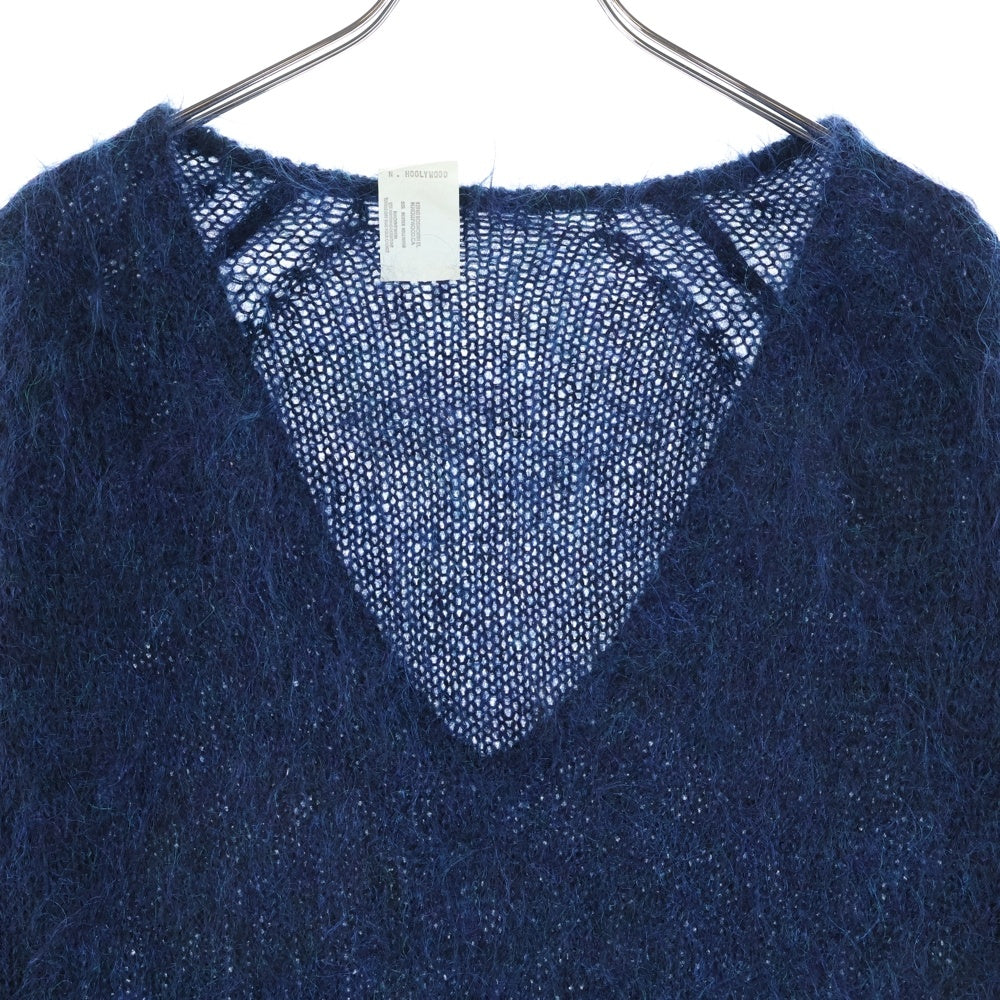 N.HOOLYWOOD(エヌハリウッド) Vネック ローゲージ モヘアニット セーター ブルー 91606