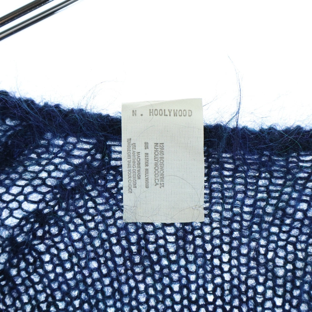 N.HOOLYWOOD(エヌハリウッド) Vネック ローゲージ モヘアニット セーター ブルー 91606