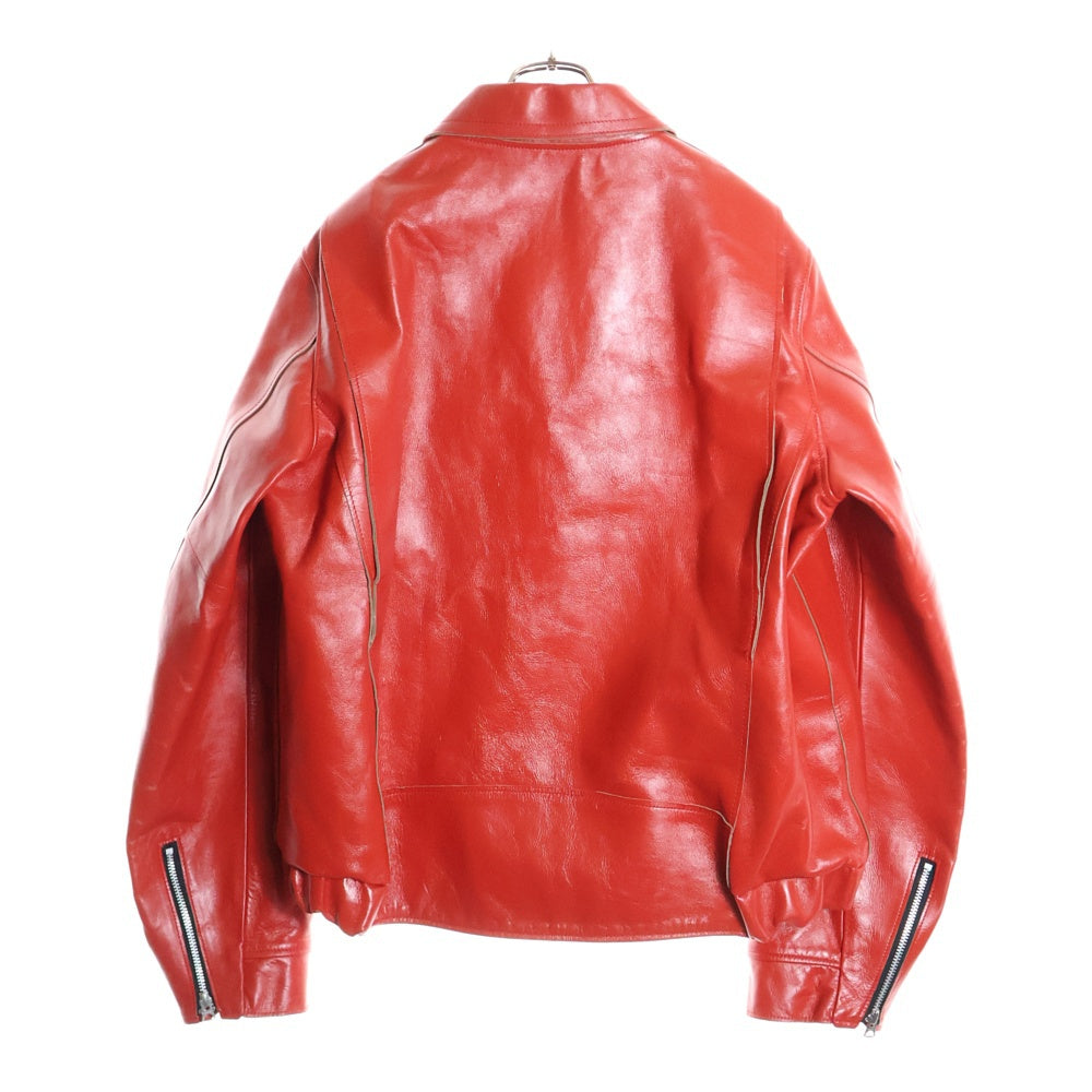 Sacai(サカイ) 25SS LEATHER JACKET マルチポケット ジップアップ カウハイド レザージャケット レッド 25-03578M