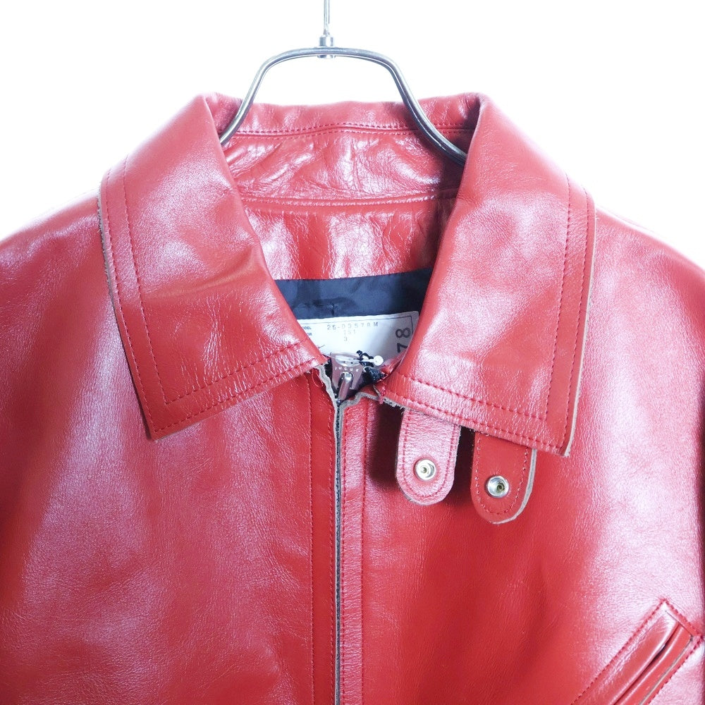 Sacai(サカイ) 25SS LEATHER JACKET マルチポケット ジップアップ カウハイド レザージャケット レッド 25-03578M