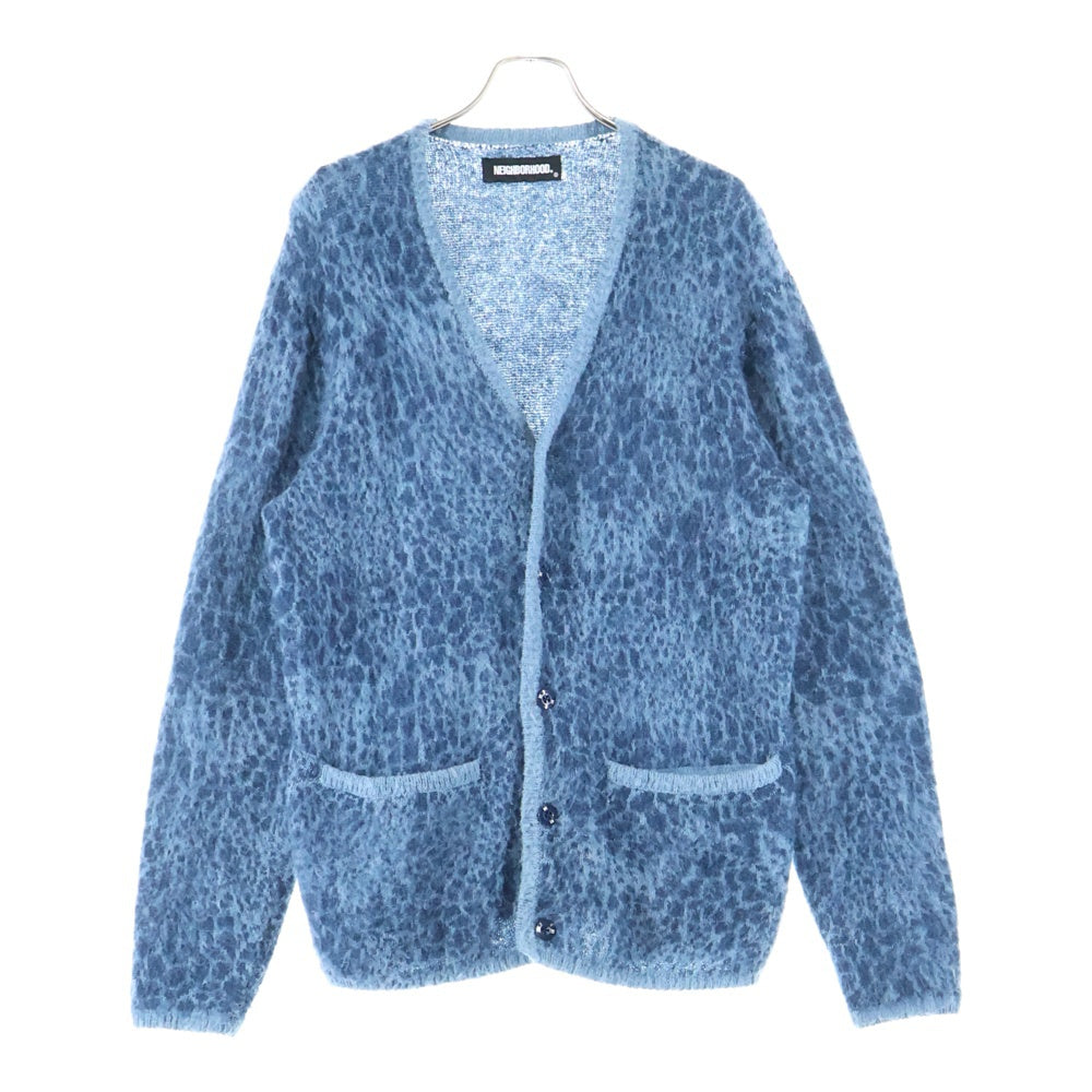 NEIGHBORHOOD(ネイバーフッド) 21AW MOHAIR CARDIGAN レオパード柄 モヘヤ混 ニットカーディガン ブルー 212FUNH-KNM04